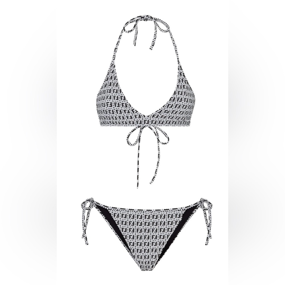 FENDI: Black and White Bikini Set